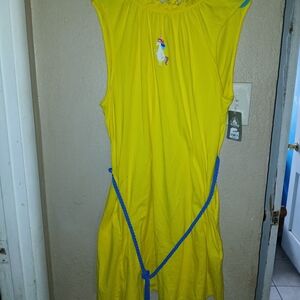 Disney Yellow Midi Dress with Blue Accents